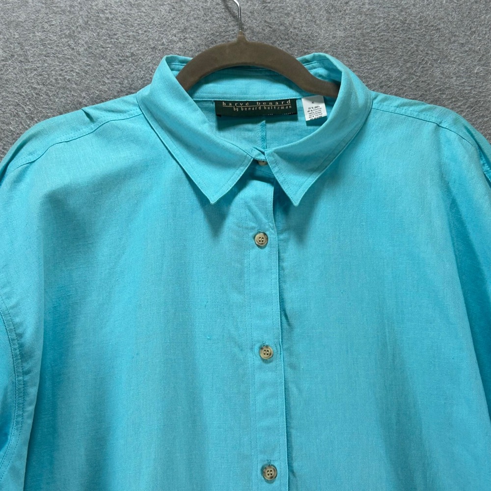 Harve Benard Shirt XL Turquoise Blue Linen‎ Blend Coastal Casual New With Tags